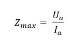 The formula for zmax is shown on a white background in an electrical software.