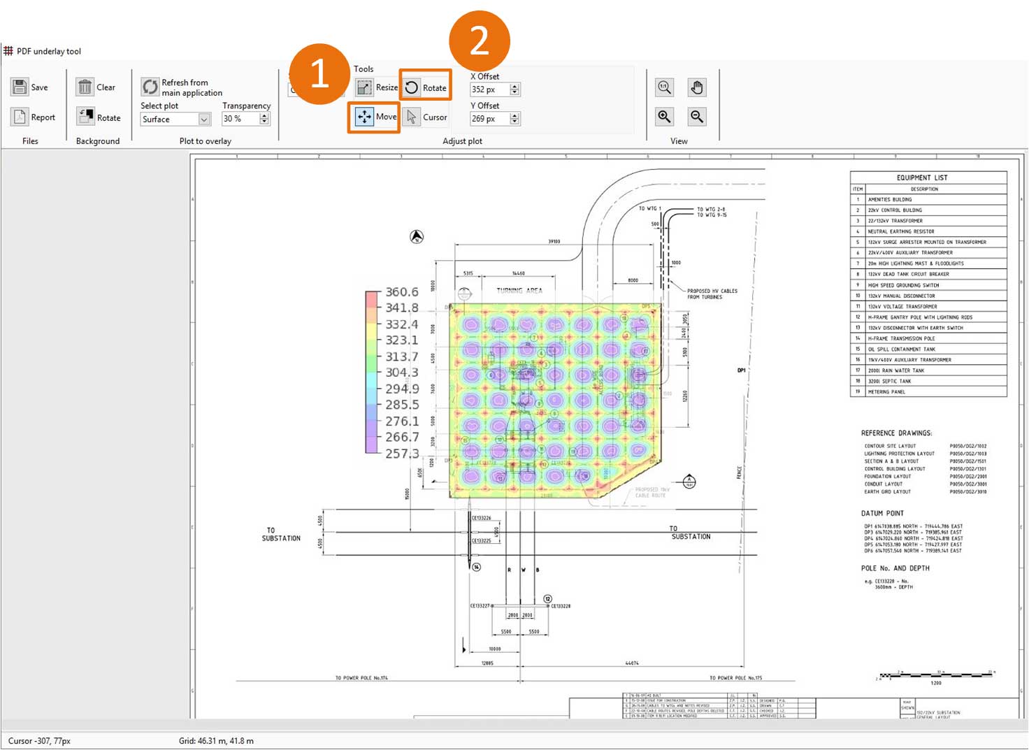 A computer screen displaying an electrical construction plan using power software.
