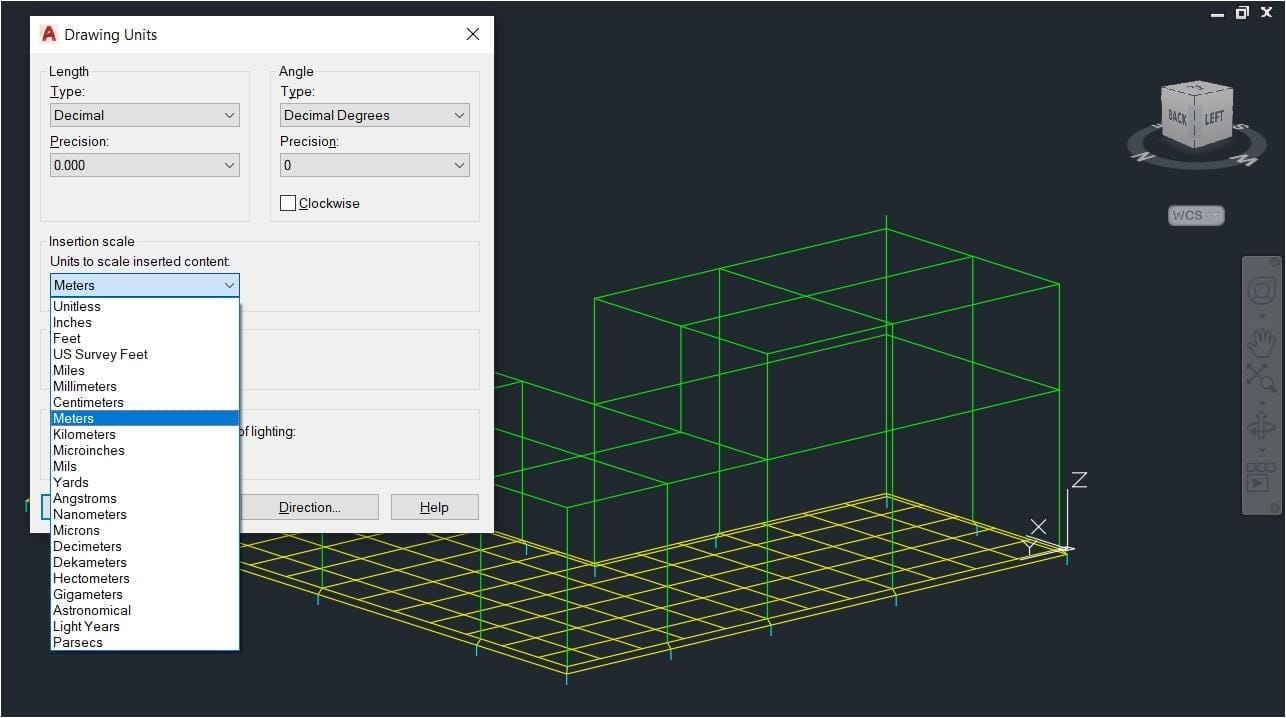 Figure 2 – Setting the Drawing Units in AutoCAD