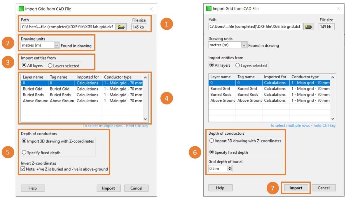 Figure 5 – Import Grid from CAD File settings