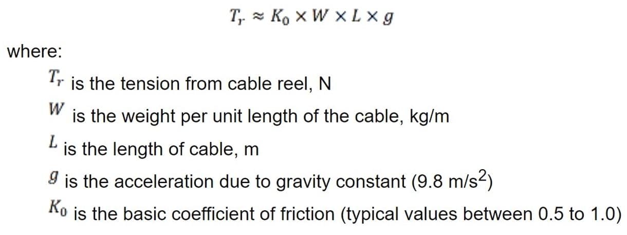 Cable Pulling Reel Back Tension Equation 1 - Cable Pulling Tension Calculations
