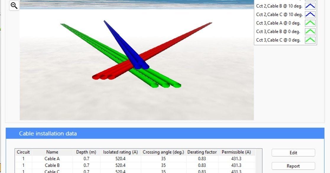 ELEK Cable HV Software Cable Crossings Window V5.3 1117x585 - Tutorials - Cable High Voltage