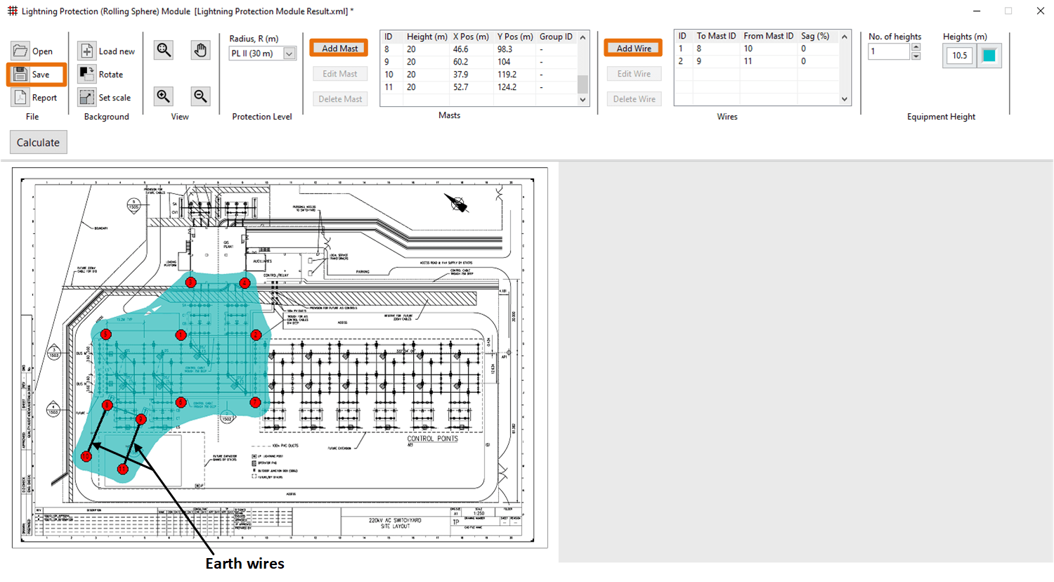 A screen shot of a building location on a map, displaying electrical cables.