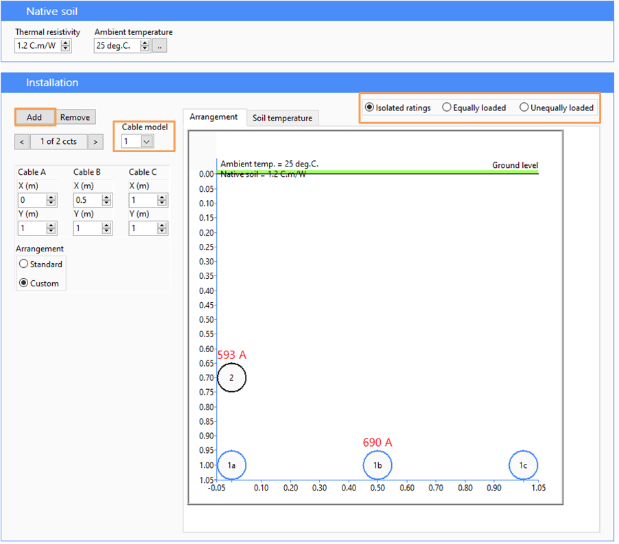 A screen shot of a screen showing a graph and arrows represents power flow in a renewable energy substation.