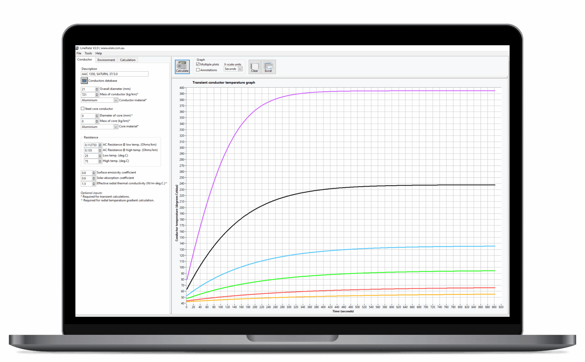 Un ordinateur portable équipé d'un logiciel affichant un graphique de puissance sur son écran.