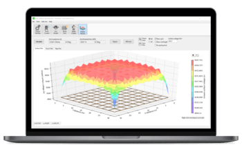An electrical device with software and a graph on its screen.