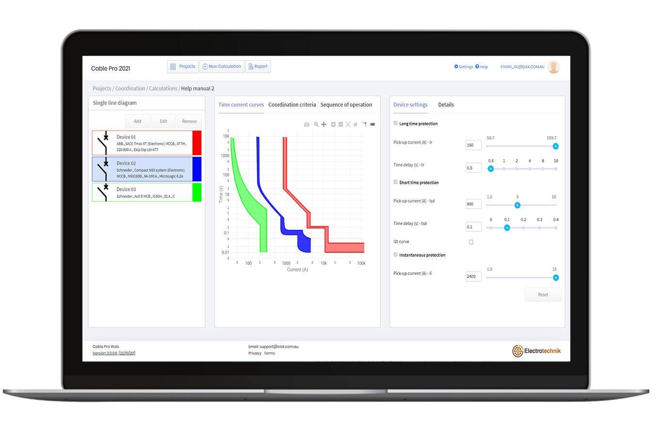 Cable Pro Web Protection Coordination Software module