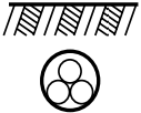 A monochrome depiction of electrical cables and a circular shape.