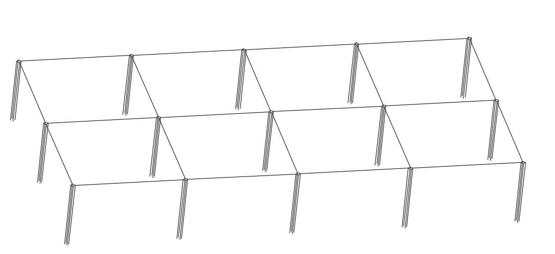 Figure 5. Software model of concrete-encased rods bed with insulated horizontal conductors
Figure 5. Software model of concrete-encased rods bed with insulated horizontal conductors