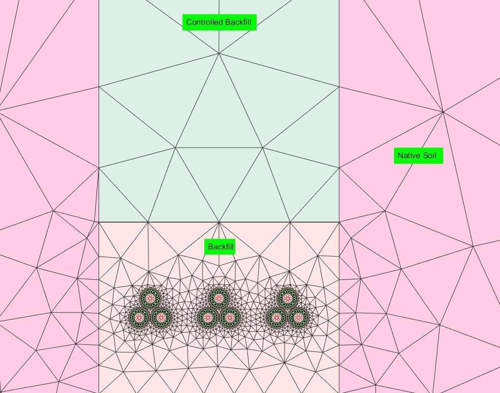 A grid of squares and triangles in pink and green, representing the integration of renewables.