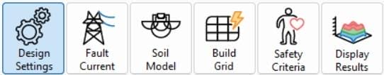 SafeGrid Earthing Software Main Modules Icons - Overview of SafeGrid Earthing Software
