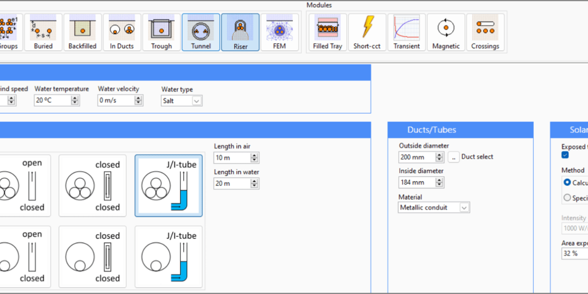 ELEK Cable HV Software Riser and J tube Current Rating Calculations 1170x585 - Cable Current Rating in J-Tubes for Offshore Windfarms