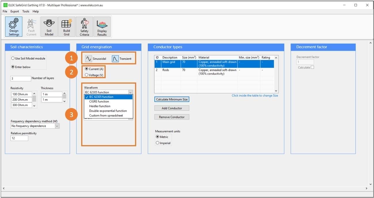 Figure 2 &ndash; Design Settings