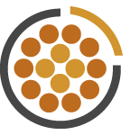 Icon of a circular graph in black and orange, segmented and filled with dots, depicting a stylized statistical or data analysis concept. Icon of a circular graph in black and orange, segmented and filled with dots, depicting a stylized statistical or data analysis concept.