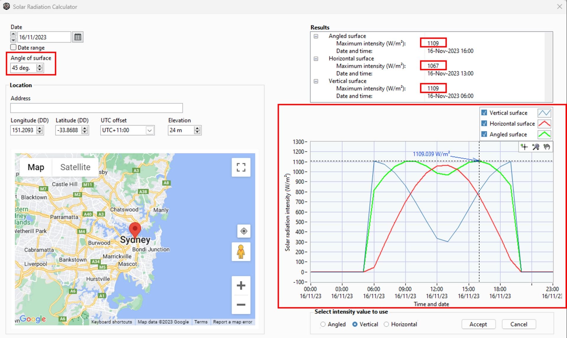 A screenshot of a map showing the location of a location.