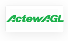 Actew agl logo on a white background.