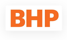 The bhp logo on a gray background.