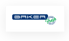Logo of "baker" with blue letters and a "cable sizing calculator" green seal on a white background.