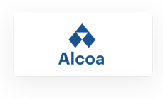 Logo of alcoa featuring a blue geometric symbol above the name 'alcoa' in dark blue text on a white rectangular background, resembling a cable sizing calculator interface.