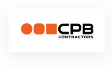 Logo of cpb contractors featuring three orange circles and the company name in black text on a white background, designed to resemble a cable sizing calculator.