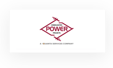 Logo of Cincinnati Power Plays, featuring two crossed baseball bats, red text, and the tagline "a Quanta Services company" beneath with a cable sizing calculator icon.