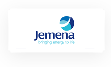 Logo of Jemena, featuring a blue and white spherical design with the tagline "bringing energy to life" below the company name, incorporates a cable sizing calculator.