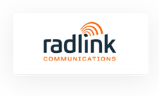 Logo of radlink communications, featuring an orange wi-fi signal icon above the stylized text "radlink" in black and "communications" in smaller grey font with a cable sizing calculator theme.