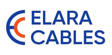 Logo di Elara Cables con disegno stilizzato blu e arancione e nome dell'azienda in grassetto blu.