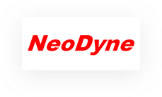 The image displays the word "NeoDyne" in red, bold font on a white background, bordered by a gray rectangle.