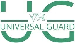 Green letters "UG" with a map of the world above the words "UNIVERSAL GUARD" in green, all on a white background.