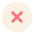 A red "X" mark centered on a light beige circular background, indicating an error or incorrect action.