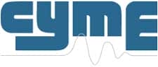 Logo comportant le mot « CYME » en lettres bleues grasses, avec une ligne ondulée grise discrète qui s'étend horizontalement sous le texte.